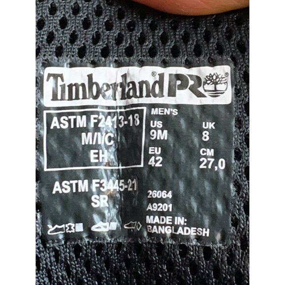 Timberland PRO Mens Black Work Boots 9M Safety Toe Leather EH Waterproof 8941 - Picture 3 of 8